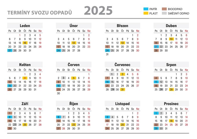 Opravené termíny svozu 2025